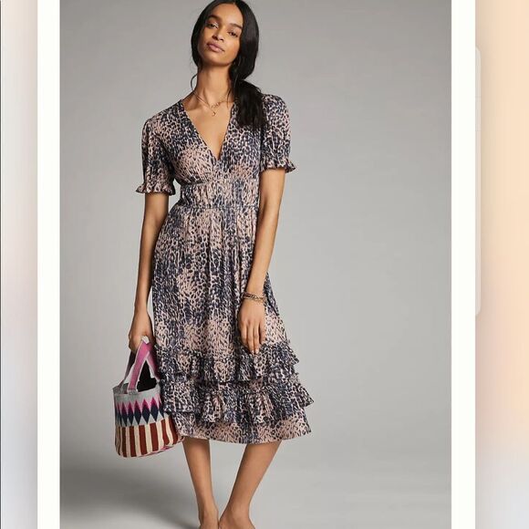 Anthropologie Hutch Adelia Ruffled Midi Dress NWT - Picture 1 of 11